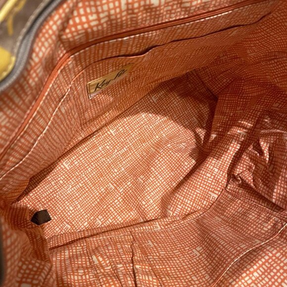 Fossil Key-Per Yellow & Gray Ladybug Print Tote Bag Purse - Picture 6 of 11